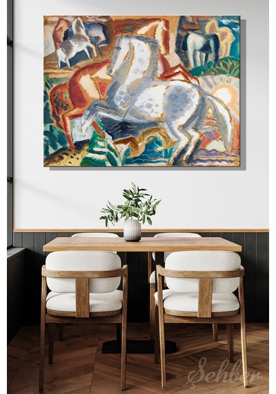 Leo Gestel'in "landscape And Horses" Manzara Ve Atlar Adlı Eseri Yatay Kanva Tablo 4307 Çok Renkli