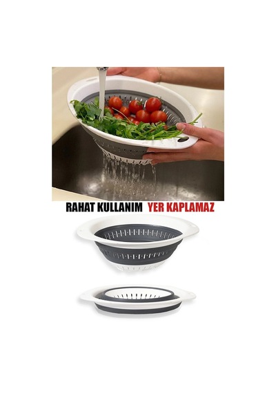 Katlanır Mutfak Süzgeci Akordiyon Yer Tutmaz Süzgeç Plastik Diğer