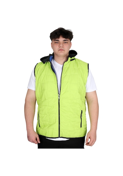 Mode Xl Büyük Beden Erkek Kapüşonlu Fermuarlı Şişme Yelek U24700 Koyu Yeşil