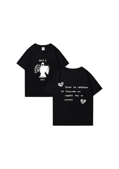 Flood Of Style Rapçi Milo J T Shirt 111 Albümü Merch Baskı T-shirt Erkekler Kadınlar Saf Moda Kalça Hopt-shi Siyah
