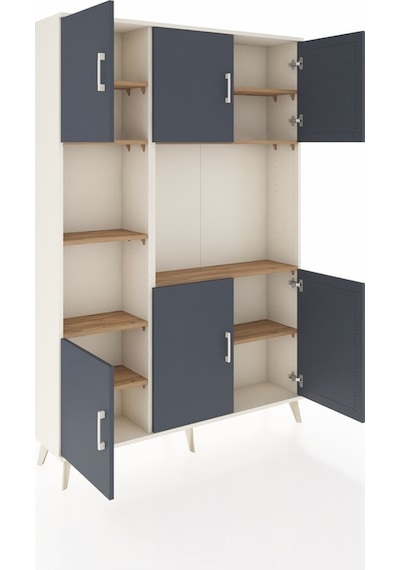 Arges Dolap 9 Raflı 6 Kapaklı 132x30x195 Aytaşı-antrasit/çam Aytaşı