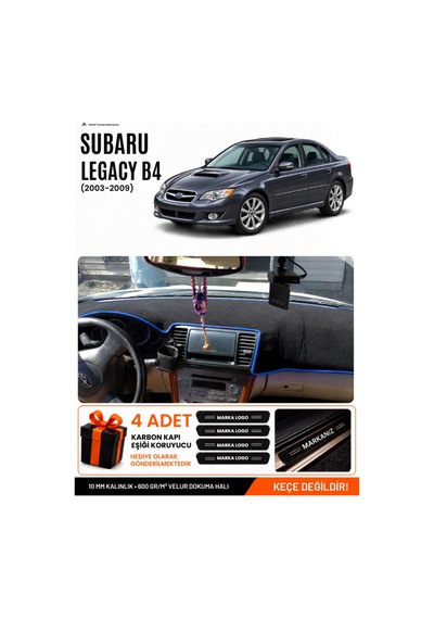 Subaru Legacy B4 2003-2009 Uyumlu Torpido Örtüsü, Torpido Kılıfı - Siyah Mavi