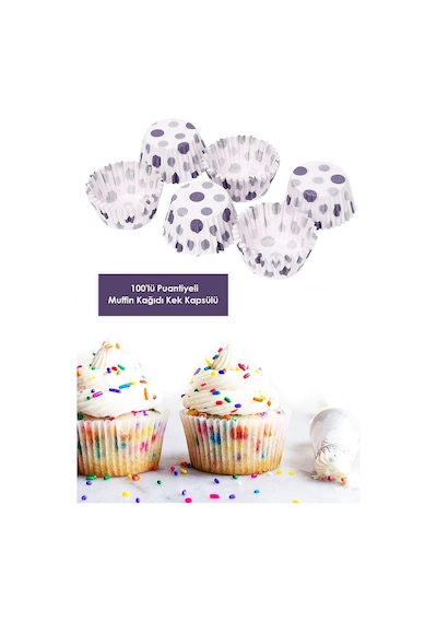 100'lü 6.5 Cm Muffin Browni Cupcake Kağıdı Kek Kalıbı Desenli Çok Renkli