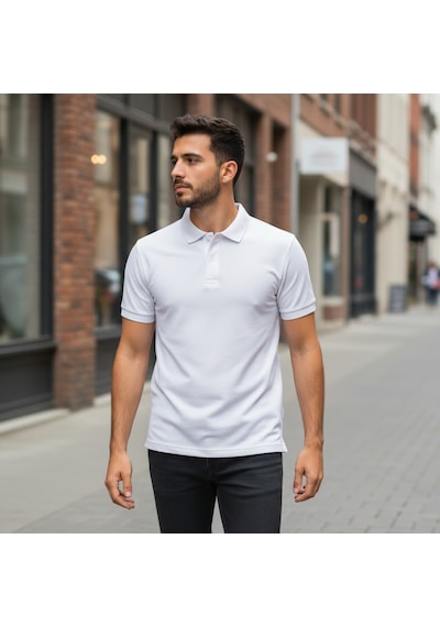 Bite Nose Renk Seçenekli Erkek Polo Yaka Tişört Günlük & Şık Pamuklu Slim Fit Açık Beyaz