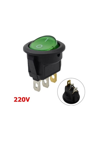 Mr-131 Yuvarlak Yeşil Işıklı Anahtar On-off 3 Bacaklı 220v Yeşil
