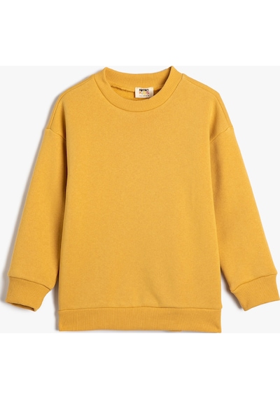 Koton Basic Sweatshirt Uzun Kollu Bisiklet Yaka Şardonlu Hardal 4wkb10477tk 4WKB10477TK191 Hardal