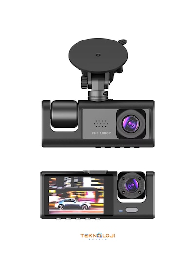 1080p Dash Cam Full Hd Araç İçi Kamera Ön Arka Ve İç Kayıt 3 Kamera Gece Görüşlü G Sensör Geniş Açı