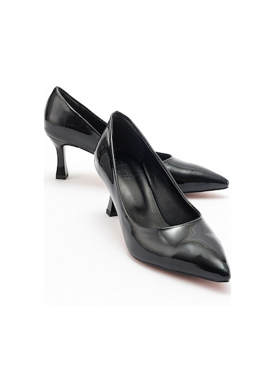 Luvishoes Pedra Siyah Rugan Kadın Topuklu Ayakkabı Sıyah Rugan
