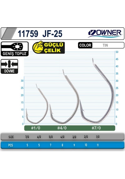 Owner 11759 Jf-25 Jigger Light Jig Iğnesi No:1/0