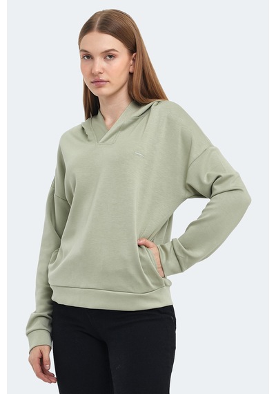 Slazenger Kenzıe I Kadın Kapüşonlu Açık Yeşil Sweatshirt Açık Yeşil