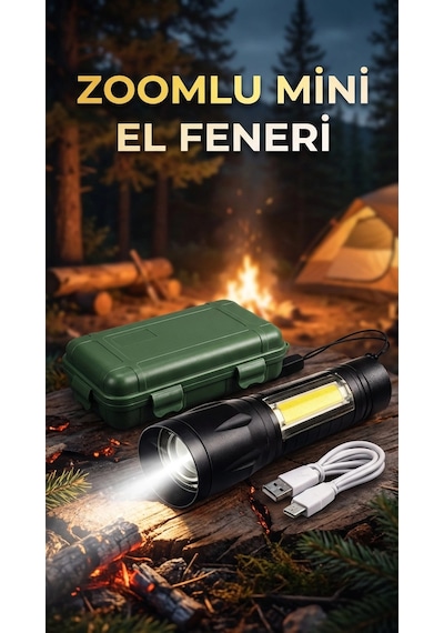 El Feneri Su Geçirmez Çok Fonksiyonlu Taşınabilir Kamp Aparatı Siyah