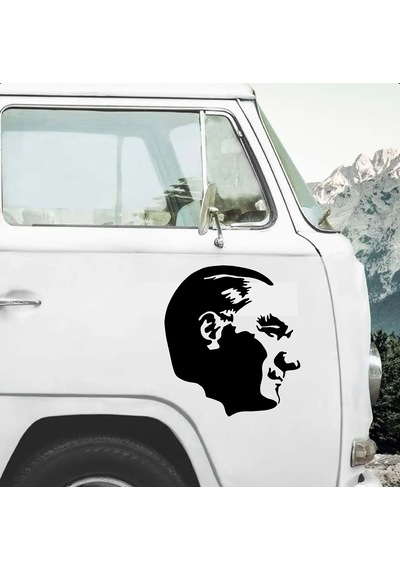 Sticker Dizayn Atatürk Silüet Sticker - Araba Oto Motosiklet Karavan Cam Sticker - 00392 15x13 Cm