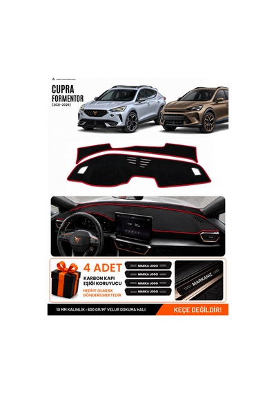 Cupra Formentor 2020-2026 Uyumlu Torpido Örtüsü, Torpido Kılıfı - Siyah Kırmızı
