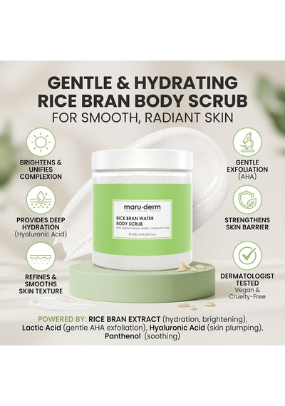 Maruderm Pirinç Suyu Vücut Peelingi Aha & Hyalüronik Asit İle Arındırıcı Ve Yoğun Nemlendirici Peeling, Shea Yağı İle, 250 Ml