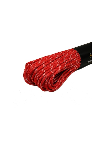 Mg Ropes Polyester Paracord İp 4 Mm Kırmızı Beyaz Desen 30 Metre Kırmızı