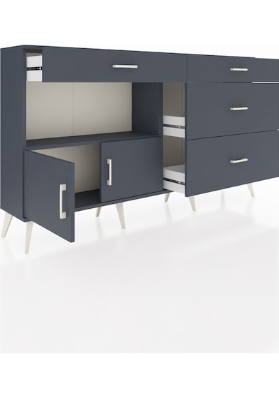 Arges Konsol Tek Raflı 4 Çekmeceli 2 Kapaklı 176x30x99 Antrasit-a Antrasit-antrasit Arges Konsol Tek Raflı 4 Çekmeceli 2 Kapaklı 176x30x99 Antrasit-a Antrasit-antrasit