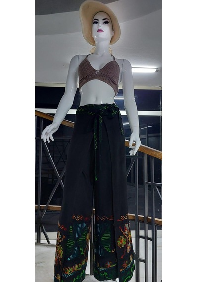 Eren Style Otantik Nakış İşlemeli Harem Şalvar Bulmaca Pantolon 103 Cm -8719 Siyah