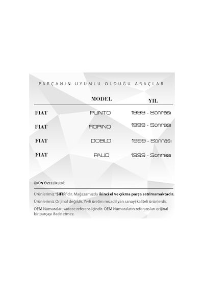 Fiat Doblo Punto Fiorino Palio Albea İçin Bagaj Kilit Tamir Parça Bagaj Kilidi