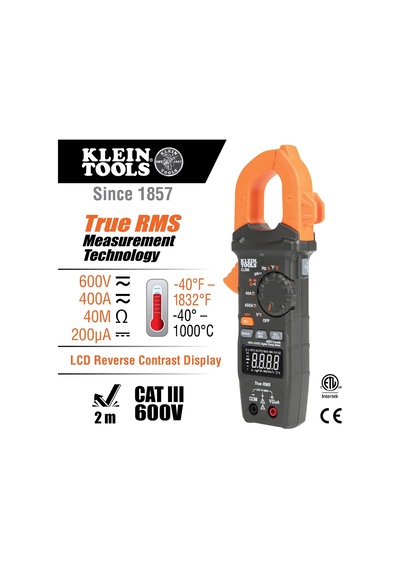 Dijital Kelepçe Ölçer, Otomatik Mesafe 400 Amp Ölçüm Elektronik Ac/dc Voltaj Ac/dc Akım Direnci Ve Trms, Klein To
