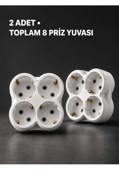 Lexroo Duvar Tipi 4 Çıkışlı Priz Çoğaltıcı Kablosuz Kompakt Tasar