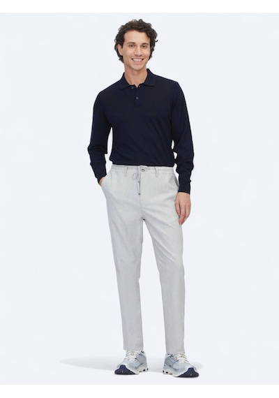 Kip Gri Düz Dokuma Jogging Fit Casual Pantolon