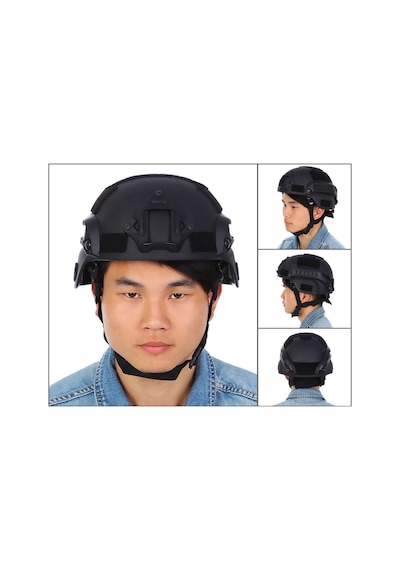 Airsoft Raylı Koruyucu Kask Miğfer Siyah Haki
