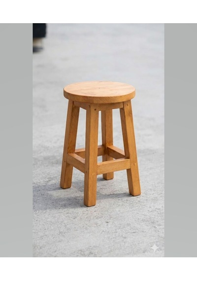 Masif Ahşap Tabure 30x45 Cm Doğal, El İşçiliği, Modern Dekoratif Tabure