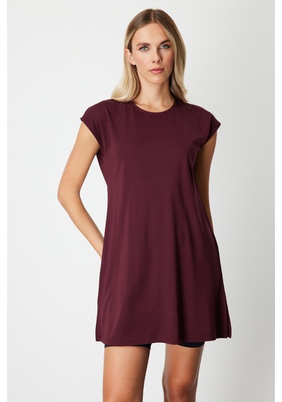 On Kadın Sıfır Yaka Basic Tunik 61419 Bordo