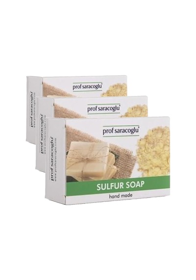 El Yapımı Kükürtlü Katı Sabun 150g 3 Paketi Acı Badem