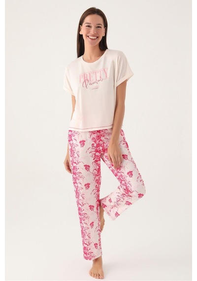 Pierre Cardin Kadın Vanilya Kısa Kol Pijama Takımı 8830 001