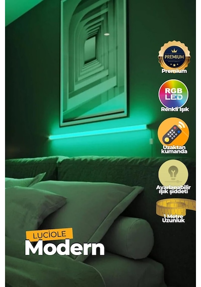 Led Abajur Aplik Gece Lambası Rgb Lambader 16 Renkli Uzaktan Kumandalı Işık 4 Animasyonlu Diğer