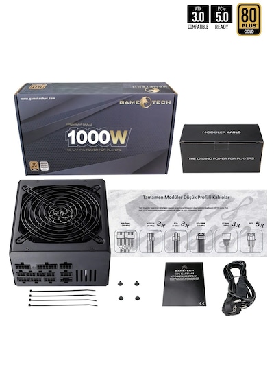 Gametech GTP-1000 1000 W 80+ Gold Full Modüler Güç Kaynağı