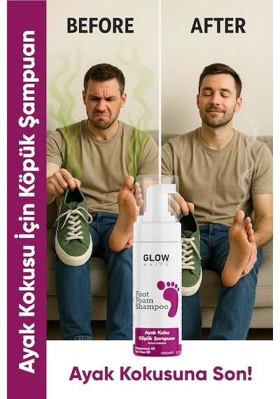 Glow Whıte Ayak Koku Giderici Köpük Şampuan Doğal Çay Ağacı Ve Nane Yağı Özlü 100 Ml