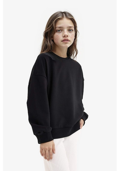 DeFacto Kız Çocuk Oversize Geniş Kalıp Bisiklet Yaka Sırt Baskılı Sweatshirt D9209A825SPBK81 Siyah