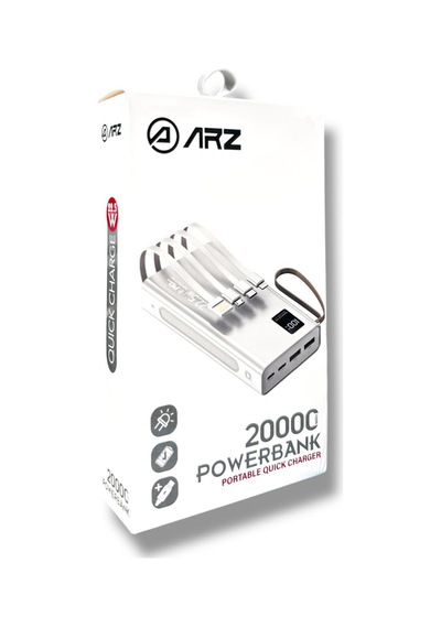 Arz-003 Powerbank Taşınabilir Hızlı Şarj Cihazı Beyaz 20000 Mah Diğer