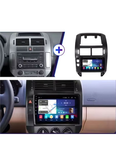 Volkswagen Polo - Araç Multimedya Ekran - 2gb 32gb - Old - Black - 2005 - 2009 - 9 Inch - Cadence - Upg