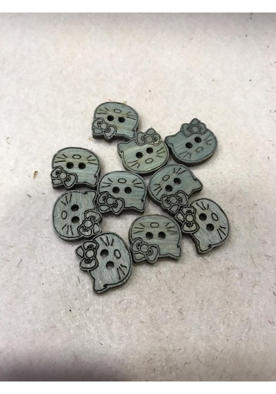 Ahşap Bebek Düğmesi 6 Adet 1,5 Cm / Turkuaz