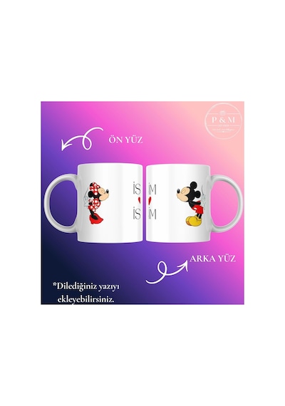 Kişiye Özel Kupa Bardak Mickey & Minnie Animasyon Temalı Yeni Tasarım Micky Mouse Micky Mouse