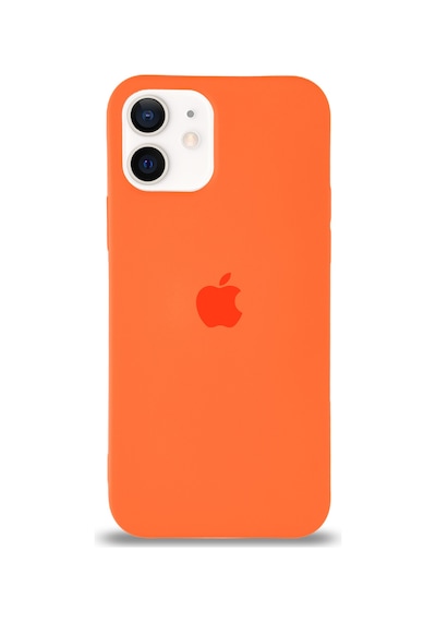 Apple Uyumlu  iPhone 12 Mini ile Logolu Silikon Kılıf Altı Kapalı İçi Kadife Lansman Arka Kapak