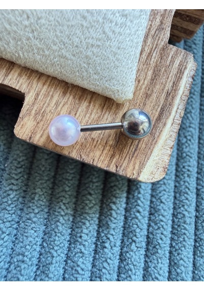 %100 316 L Cerrahi Çelik 4mm Pembe İnci Helix Tragus Kıkırdak Conch Çelik Piercing 8 Mm