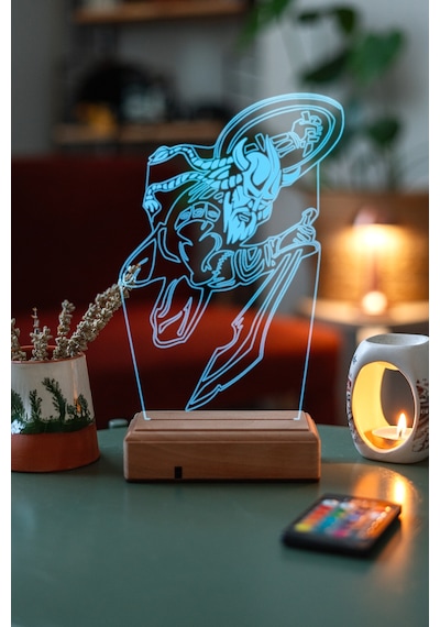 Özel Tasarım 3D Kılıç Ve Kalkanlı Viking Led Lamba