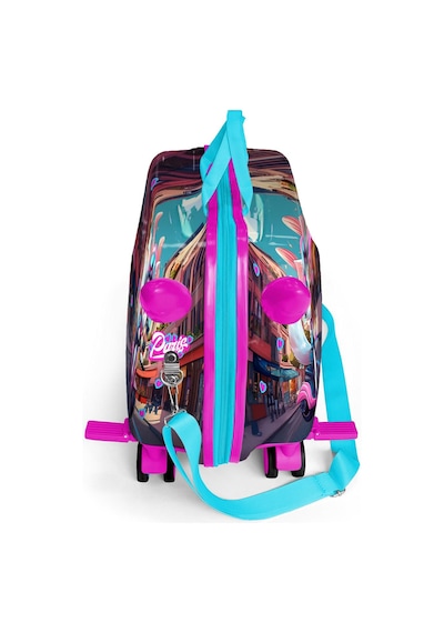 Coral High Kids Pembe Motorlu Kedi Desenli Otur-çek Çocuk Valizi 16358 Pembe