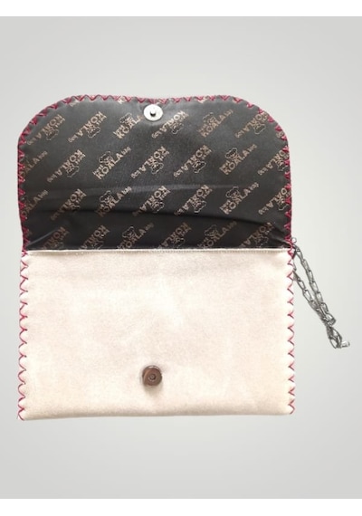 Vegan Deri Portföy/clutch Tasarım Çanta - Krem Renk - Boyutları 1 Diğer
