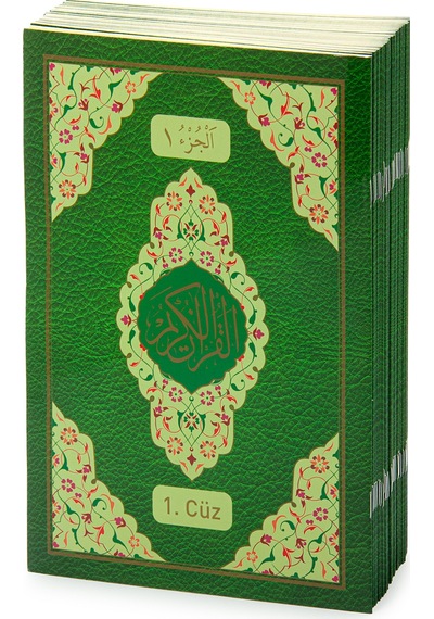 30 Cüz Özel Taşıma Çantalı Hatmi Şerif Rahle Boy Kuranı Kerim Yeşil