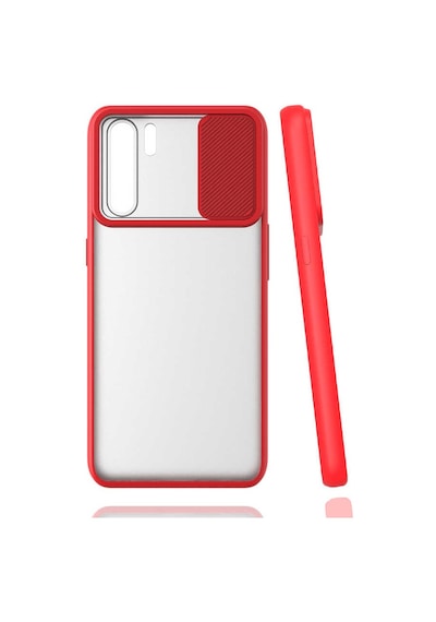 Noktaks - Oppo Uyumlu Oppo Reno 3 - Kılıf Slayt Sürgülü Arkası Buzlu Lensi Kapak - Sarı T16234 Sarı