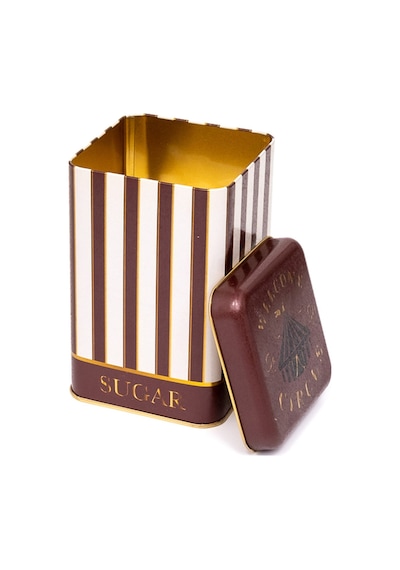 Circus Cream Sugar Desenli Kare Metal Saklama Kabı 10.5 x 10.5 x 16 CM 1.7 L Çok Renkli