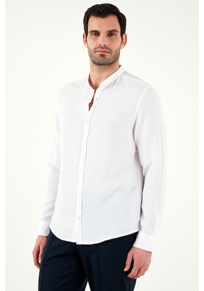 Buratti Pamuklu Regular Fit Hakim Yaka Erkek Gömlek Cf25S127702 Beyaz