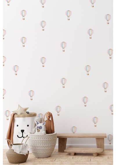 Watercolor Balonlar Sticker Seti Özel Kesimli Mat Yüzeyli Çocuk Bebek Odası Sticker Seti 44 Parça Dijital Baskı
