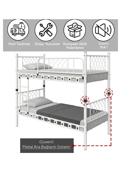 Missidea Avangard Lüks Motifli Metal Ranza & Karyola Seti Beyaz 90x200 Cm 90 x 200 CM Missidea Avangard Lüks Motifli Metal Ranza & Karyola Seti Beyaz 90x200 Cm 90 x 200 CM
