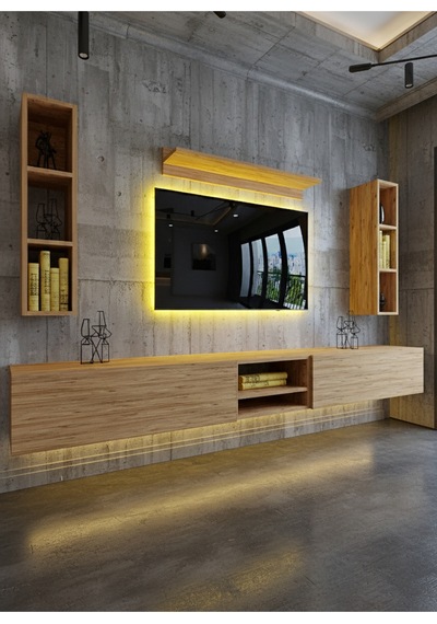 Resital Ledli Duvara Monte Tv Sehpası - Çam - W6001-6 Çam